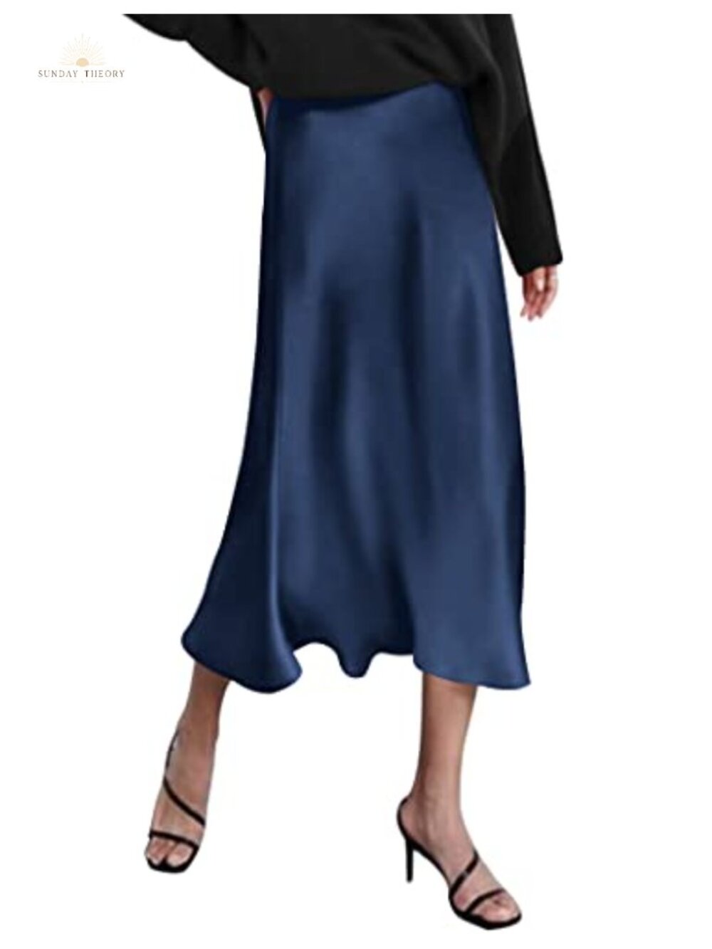 Women's High Waist Satin Midi Skirt Elegant Slim Fit Party